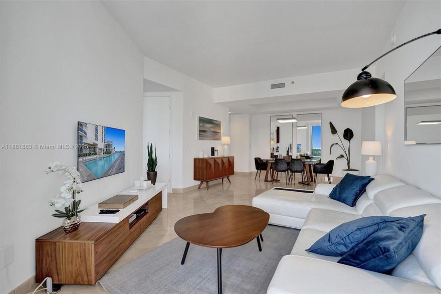 Experience oceanfront luxury in this fully furnished 2BD/2BA residence at Trump Tower I. Located on the 8th floor, offers stunning Intracoastal views, private elevator entry, marble floors, and floor-to-ceiling windows. The open layout features a gourmet kitchen with wood cabinetry and stainless steel appliances. Enjoy a spacious balcony perfect for relaxing or entertaining. Building amenities include 24/7 concierge, valet, beachfront service, fitness center, restaurant, spa, and pool. Deeded beach access and covered parking. Prime Sunny Isles location near Bal Harbour and Aventura. Can lease four times per yer three month minimum. MASTER MONTHLY PAYMENT OF $728.51 AND ASSOCIATION FEE $1,131.74