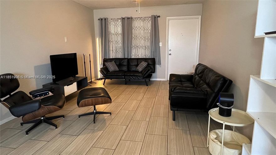Great 1/1 unit with full kitchen, storage and walk in closet is available now with all furniture included if desired.  Centrally located, few minutes away from major highways (I95 & Florida Turnpike) is also close to beautiful beaches, restaurants, shops, groceries. All impact windows will give you peace of mind and worry free living. Building has been recently painted and a new elevator is in place.  Conveniently, newly equipped laundry room is also on the same floor. As per HOA, 650 minimum credit score required. Max 2 occupants/1 car per unit. Annual rent only. Association application and approval are required previous to move in.