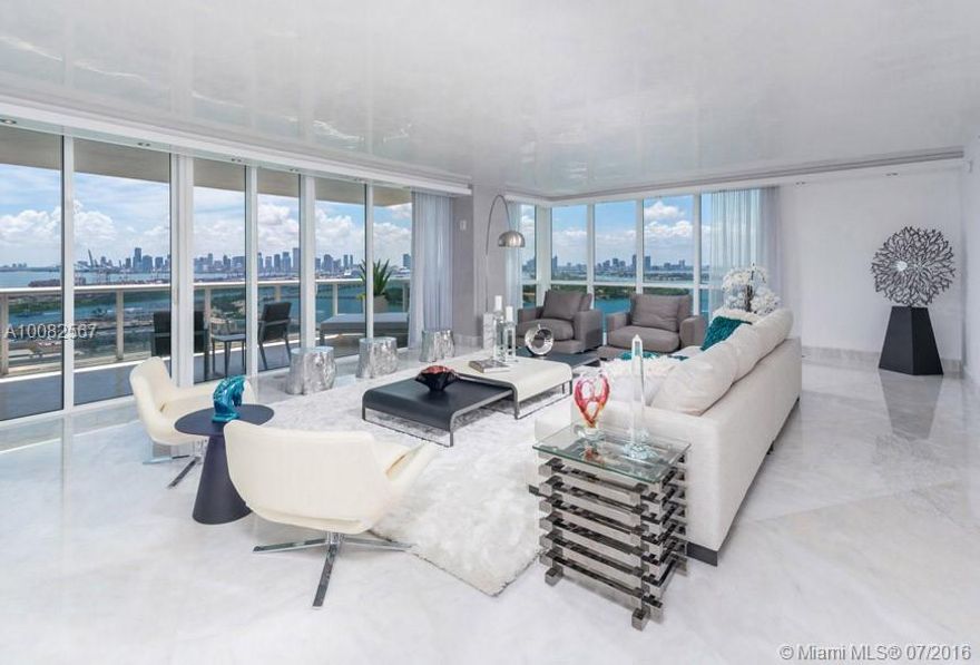 Must see and priced to sell! The 01-line at South Beach’s Murano Grande is the most sought after condo in South of Fifth. This exquisite contemporary renovation comes with full turn-key designer furniture package and leaves a long lasting impression. Expansive floor plan in this 3990sqft (estimated) corner unit which boasts ocean, city and downtown Miami skyline views. This very rare spacious Miami Beach 4 bed + 4.5 bath home is waiting for you!