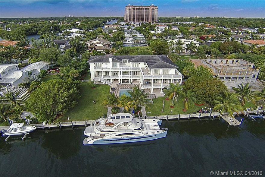 7 bed/6.5 bath Luxurious Plantation style waterfront home, built in 2006, is wonderfully located on an expansive lot in gated community, Sunrise Harbour. The property boasts 150ft water frontage with private dock and direct ocean access on a wide channel. Enjoy easy entertaining from multiple wraparound terrace, summer kitchen, pool and passenger elevator.