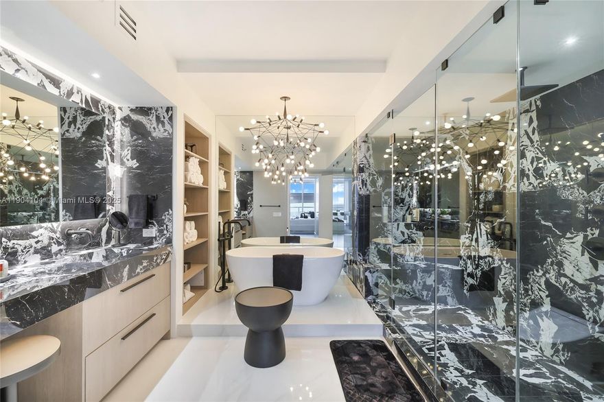 SEASONAL. Renovated home by NMR Design Group. Open kitchen and bar concept with granite crystalized backlit counter tops - LED lit storage and shelving underneath. Polished calacatta porcelain floor tiles in common areas with hardwood floors in bedrooms. Lighting upgraded throughout granting option to change the ambiance as you see fit. Bathrooms updated with custom vanities, wallpaper with TOTO Toilets and Kohler plumbing fixtures. Custom vanity / make up station in master bath along with stand alone tub - separate shower. Built in closets and plenty of linen storage. Balcony boasts water and city views - feels like extension of living room. Extra parking available through valet. Check out virtual tour. 6 Month Min Lease Apr 1st - Nov 30th Summer 2026 (Negotiable). Resort Style Amenities.