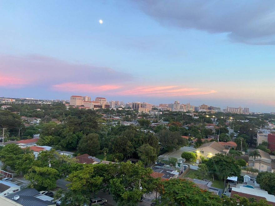 This stunning Coral Gables penthouse is perched on the top floor of the prestigious LeJeune Plaza Building offering the perfect blend of luxury, privacy & breathtaking, panoramic views of the City Beautiful Coral Gables, Miami, & Downtown. Gated garage with 2 assigned parking spaces owned by the unit & plenty of parking for your convenience. Spacious 2 bed, 2 bath unit offers a split floor plan, beautiful kitchen with stainless steel appliances, floor to ceiling impact doors that flood the interiors with natural light, & a washer & dryer inside the unit. Low maintenance fees include amenities such as rooftop pool, fitness, conference center, elevator, etc. Located just moments from Miracle Mile's world class shopping and dining, top rated schools, Miami airport and more.