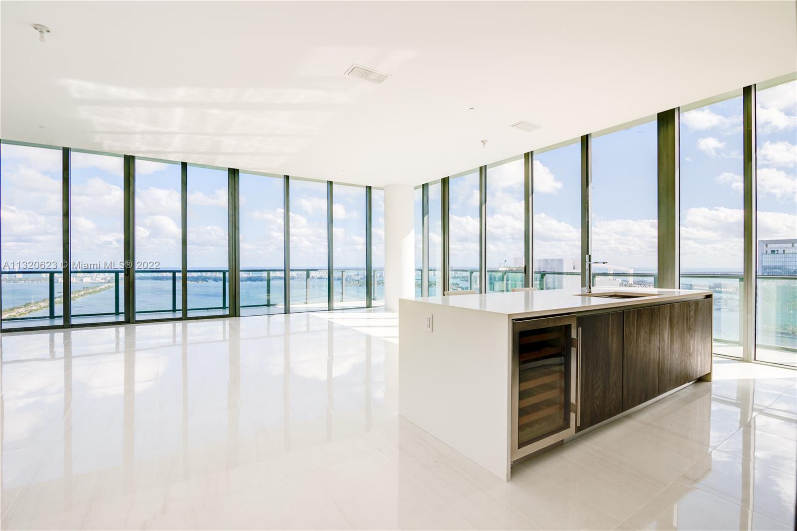 Private elevator access, 5 bd / 5.5 baths two-story AMAZING Penthouse featuring direct, unobstructed views of the bay, and city, breathtaking views from the huge terrace on the second floor with BBQ and Jacuzzi. The wrap-around balcony with access to all bedrooms has a 360-degree view of all of Miami-Dade. High-end kitchen appliances by Sub-Zero, spacious walk-in closets,
The private terrace with a plunge pool, summer kitchen, and more. Plenty of amenities, including... swimming pools, tennis courts, a children’s playground, a spa, a fitness center, a teen’s game room, a wine cellar, bowling lanes, a theater, a full-service concierge, and more. Close to Miami International Airport, within walking distance to Design District, Midtown, and Wynwood.