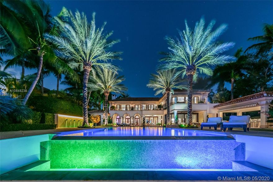 This amazing contemporary 2-Story waterfront estate on exclusive, guard-gated Star Island exemplifies luxury living. The estate sits on a manicured 40,000 SF lot & offers 15,011 SF & 100FT of WF w/direct Biscayne Bay & Miami skyline sunset views. Home features exquisite stone floors, Venetian plaster walls, elevator & living room that opens to the private formal dining room, an industrial-style chef&#x2019;s kitchen, library/den, wine room & great room that opens to the pool area. The 2nd floor principal suite sports a sitting room, office & 2 large terraces w/bay views, plus a bathroom w/expansive onyx/glass steam shower, large walk-in closet & custom spa tub. Outdoor highlights include: pool w/Jacuzzi, cabana bath, covered bar, private 100FT IPE wood dock & Atlantic Ocean access.