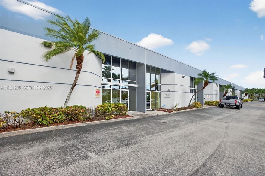 Amazing Opportunity to own this multiple-purpose use Flex space conveniently combining office and warehouse. Strategic location close to FL Turnpike, main highways and Tamiami Executive Airport. This 2-story property with a total of 3,050 sqft features a great layout: as soon as you walk in you see lots of natural light, an elegant glass conference room, a reception area, 2 bathrooms, lunchroom, 3 extra offices and spacious warehouse. Then upstairs you have a sitting room with 3 offices and a large space for anything you need. In total there are 9 areas for office spaces. Easy warehouse access on the back perfect for loading. 2 Assigned parking spaces and additional guest parking.
