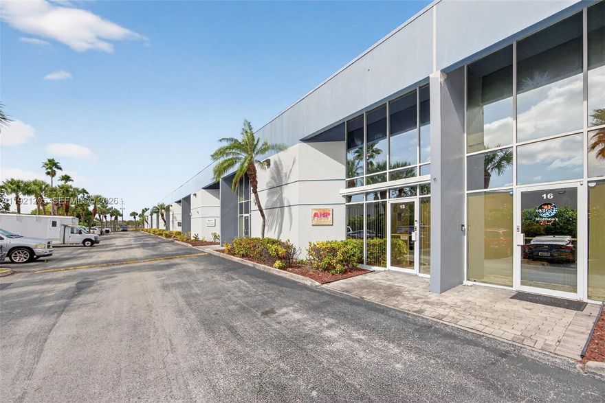 Amazing Opportunity to own this multiple-purpose use Flex space conveniently combining office and warehouse. Strategic location close to FL Turnpike, main highways and Tamiami Executive Airport. This 2-story property with a total of 3,050 sqft features a great layout: as soon as you walk in you see lots of natural light, an elegant glass conference room, a reception area, 2 bathrooms, lunchroom, 3 extra offices and spacious warehouse. Then upstairs you have a sitting room with 3 offices and a large space for anything you need. In total there are 9 areas for office spaces. Easy warehouse access on the back perfect for loading. 2 Assigned parking spaces and additional guest parking. Perfect for med spa, clinical office, insurance company, law offices or any business that requires spacious office space.