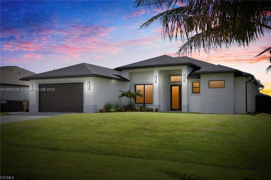 New Construction Home in Prime  Location! Discover this stunning home offering modern design, quality craftsmanship, and an unbeatable location. Just minutes from the highly anticipated Seven Islands waterfront development and the newly underway Cape Coral Grove lifestyle center, this property is perfectly positioned for both comfort and future value growth. Inside, you'll find an open concept floor plan with high ceilings, abundant natural light, and premium finishes throughout. Located in a quiet neighborhood yet close to shopping, dining, marinas, and upcoming attractions, this home offers the perfect blend of tranquility and convenience. Schedule your showing today!