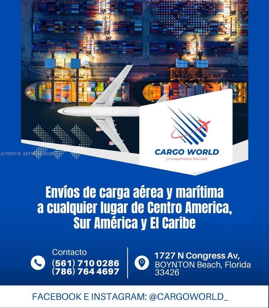 Business Opportunity – Established Cargo & Logistics Company
Well-established cargo and logistics business for sale, specializing in air and ocean freight services to Central America, South America, and the Caribbean. The company provides reliable international shipping solutions for both personal and commercial clients.
The business operates from a strategic South Florida location with an existing customer base and strong brand presence. Services include coordination of air cargo, maritime freight, and logistics support. Active social media presence and recognizable trade name included in the sale.
This is an excellent opportunity for an owner-operator or an existing logistics company looking to expand operations and market reach. Ideal for buyers seeking entry into the international cargo and freight forwarding industry.
Confidential sale. Additional details, financials, and training available upon execution of a non-disclosure agreement.