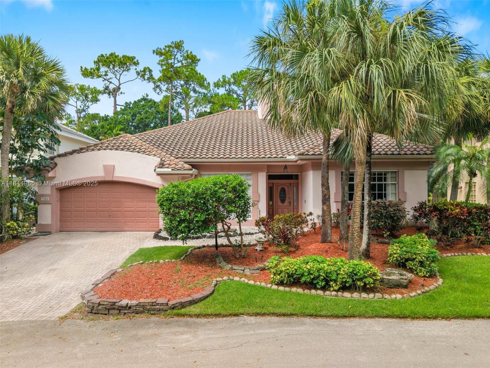 Beautifully maintained pool home located in the sought-after Coral Springs Country Club community. This spacious residence features a split-bedroom layout, vaulted ceilings, and abundant natural light throughout. The kitchen is equipped with a convenient breakfast bar that opens to the family room, making it ideal for everyday living and entertaining. The primary suite includes a walk-in closet and an en-suite bath with dual vanities and a walk-in shower. Outside, enjoy a private, fenced backyard with a screened-in pool and covered patio, perfect for relaxing or entertaining. Additional features include a formal living and dining area, indoor laundry room, 2-car garage, and centrally located near top-rated schools, shopping, dining, and major highways.