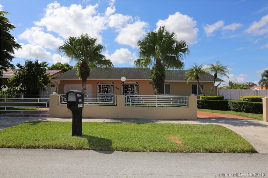 *Temporary picture. Quality pictures coming soon.* Lovely single-family home in sought after family-oriented neighborhood! Spacious 8,818 corner lot with 1 car garage, circular driveway, and remodeled pool. This home offers an open floor plan of 3 bedrooms and 2 bathrooms in 2,429 total s/f. Porcelain floors and impact windows and doors throughout. 6-year-old roof and the a/c is 9 years old. Lovely kitchen with wood cabinets, granite counter tops, and stainless-steel appliances. The pool and fence were done 6 months ago. Call for a showing today!!