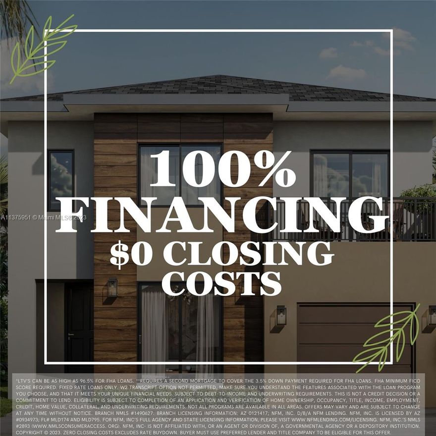 100% financing and $O closing costs excluding discount points on the last few Aurora Homes. Ready to move in! $15,000 in Upgrades included! Hurry to buy now before all are sold! The Aurora Community is now completed and is selling the last homes. This Community offers 2-story 5 bedrooms homes with 100% concrete structures with impact windows, concrete foundations, high ceilings, premium concrete tile roof, 1-car garage. This offer won't last, take advantage to buy your new home with these amazing developer closed-out incentives only valid when using developer's preferred lender and preferred title company.Located in the gateway to the Florida Keys.