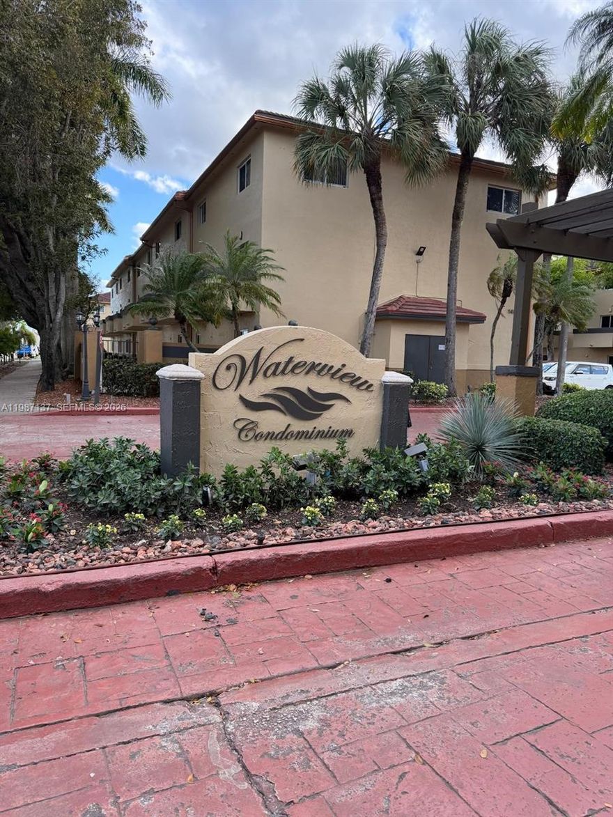 Largest 3-bedroom, 2.5-bath unit in the exclusive gated Waterview community in Kendall, offering over 1,325 sq ft of living space in a two-story condo. The first floor features an open-concept living and dining area and a spacious kitchen with wood cabinetry, island, granite countertops, and stainless steel appliances. Upstairs includes three generously sized bedrooms and two full bathrooms, including a primary suite with ensuite bath. Washer and dryer conveniently located on the second floor within the unit.

Community features gated entry with security guard and amenities including pool, fitness center, and car wash station. Unit includes two assigned parking spaces.

Prime location near shopping centers, and dining.

Available April. Annual or 15-month lease. Easy to show.