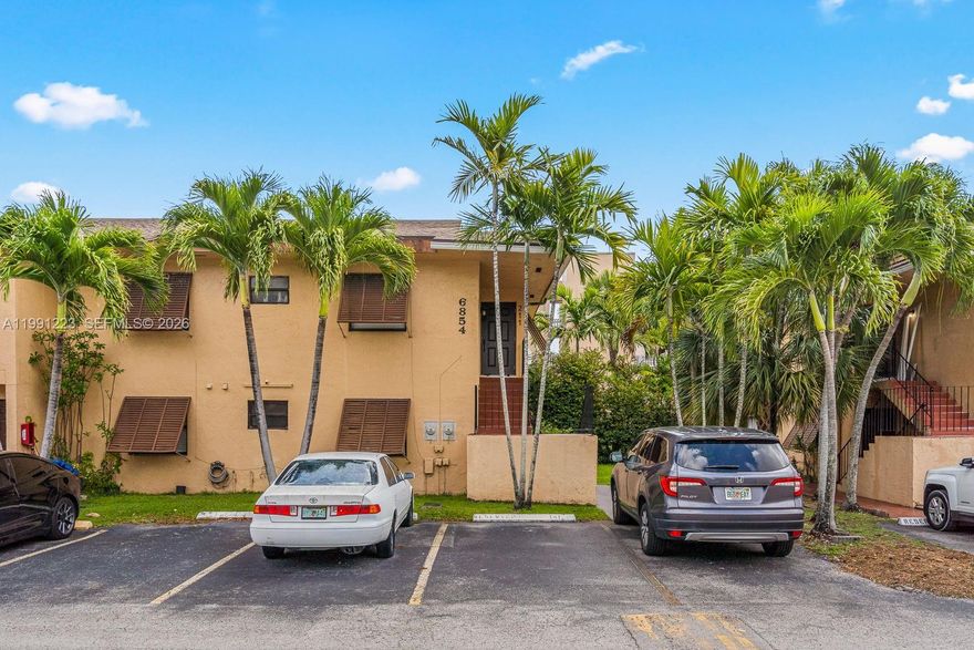 Welcome home to this beautifully renovated 3 bed 2 full bath condo in Hialeah! Featuring 1st floor entry and a spacious backyard, complete with all modern kitchen appliances paired with new washer and dryer units, impact windows and accordion shutters, plus two assigned parking spots with an abundance of guest spots available! Safe and family-oriented neighborhood conveniently located near shopping and dining options. Special assessment paid in full in 2023.