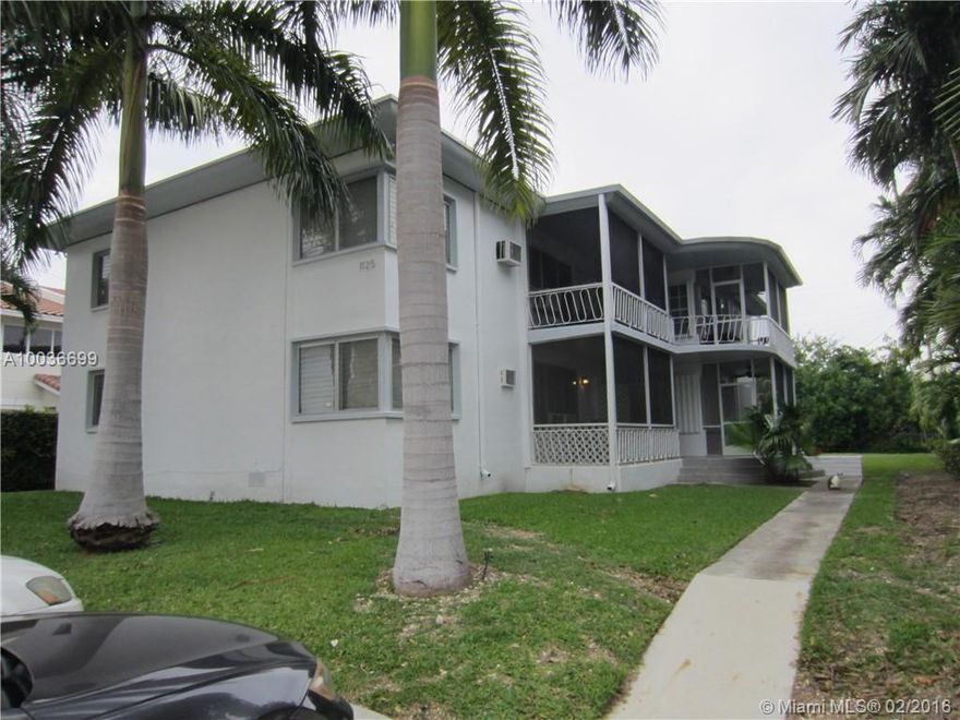 Great opportunity to own a 2/1 at a great price in a small complex in Bay Harbor Islands. Unit is currently rented month to month. Keep tenants until you get bought out by a developer or move in yourself! Kitchen is approximately 3 years old. Apartment finishes are older, but in good condition.