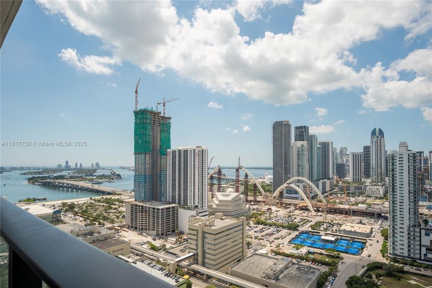 Modern 2-bedroom, 2-bathroom condo in the heart of Miami's Arts & Entertainment District. Furnished unit. Features include floor-to-ceiling impact windows, stainless steel appliances, and a spacious layout. Enjoy panoramic views. Amenities include sunrise and sunset pools, jacuzzi, fitness center, sauna, racquetball court, business center and 24-hour concierge & security. Basic cable, internet, and water are included. Conveniently located in Downtown Miami near Wynwood, Design District, and major highways.