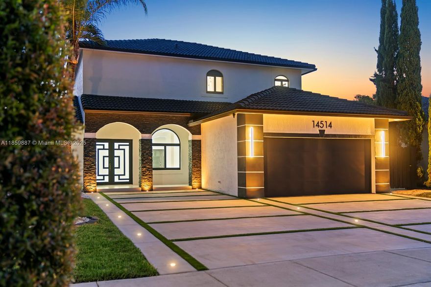 One-of-a-kind, fully remodeled two-story home near the Executive Airport! Be the first to enjoy this completely renovated gem with a unique and exclusive design, impact windows, 48x48 porcelain tiles, and abundant natural light. The first floor features a bedroom, full bathroom, and half bathroom, perfect for guests or added convenience. Enjoy a stunning kitchen with all-new appliances, custom closets, and resort-style bathrooms. The home also offers custom lighting, a pool, a two-car garage with full laundry, and a driveway that lights up at night, giving a hotel-like welcome. Every detail has been perfectly coordinated, making this property a true masterpiece.