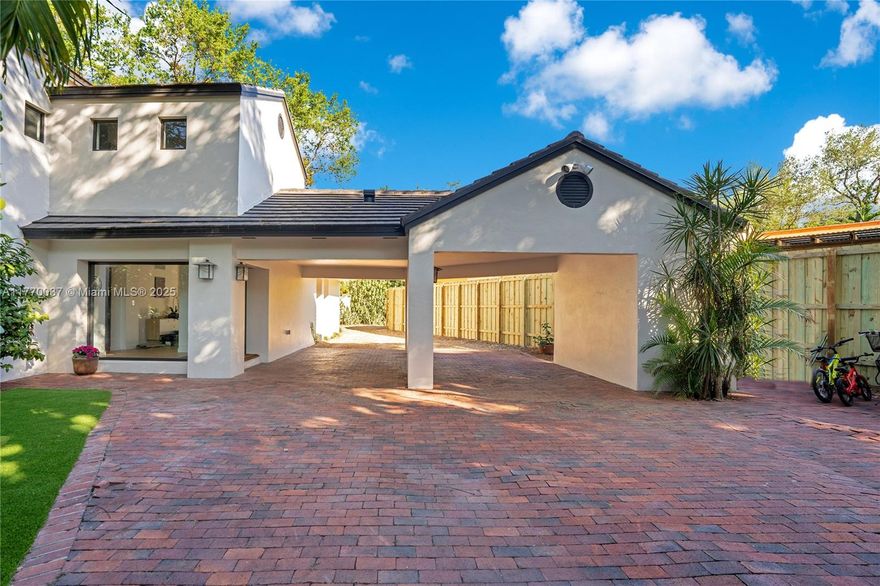 Welcome to this stunning turnkey property in the heart of Coconut Grove. This beautiful home features a spacious layout with ample natural light & plenty of areas for family gatherings including a private Pool, a spacious lush yard, as well as separate family & living room areas. Enjoy the privacy of the large primary bedroom with its large ensuite bath, & walk in closet. Updated in 2021: New roof, kitchen & baths, 3 A/C’s & duct work, all copper & PVC plumbing (no cast iron/ galvanized), impact windows, artificial grass, and new septic tank & drain field in 2024. Bike, run, or walk the Commodore trail which takes you through Downtown Coconut Grove- A hot spot of restaurants, Shops and hotels. Property has two Driveways: Drive straight through to a quiet side street. Not a flood zone (X).