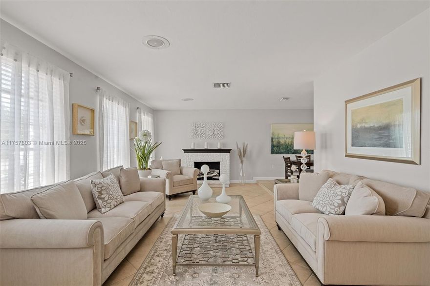 Beautiful and very well maintained single family home boasting approximately 2,204 adjusted square footage of meticulously designed space, this home offers 4 bedrooms, 2 bathrooms, huge family room which opens to a covered terrace which is perfect for entertaining with family and friends, 1 car garage, washer/dryer, circular artistic design driveway and accordion shutters. This property offers a perfect blend of comfort, style and functionality and provides both convenience and tranquility.  Whether you're looking to entertain or relax, this home is the perfect place to call home.  A must see!!!