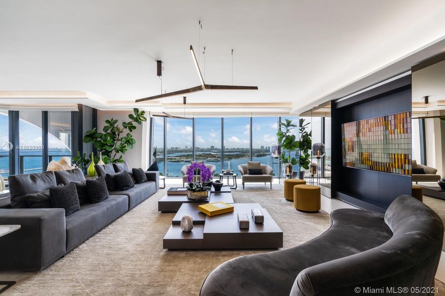 One Thousand Museum by Zaha Hadid, Miami’s most prestigious address, presents this elegant true turn-key ½ floor N.E. corner flow-thru residence with 4 bedrooms, 5.5 baths, maid quarters and spacious balconies. Meticulously designed and executed to impress the most discerning client. Modern stylish furnishings, marble floors, Poliform, Gaggenau, SubZero, Dornbracht, lighting by Petzold and Creston. Unprecedent level of service and amenities such as helipad, beach club, Technogym, spa, movie theatre, Chef’s kitchen and dining room, Sky Lounge, private car service, concierge and deposit safe room.