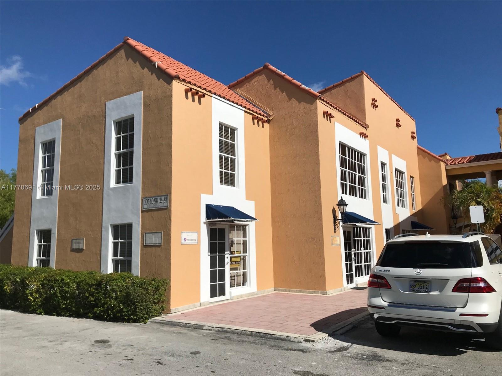 EXCELLENT 2 FLOORS CORNER OFFICE IN DORAL. 1st FLOOR CONSISTS OF RECEIVING AREA, 2 OFFICES, HALF BATHROOM, SMALL ENCLOSURE WITH CABINETS AND SINK AND STORAGE AREA UNDER THE STAIRS. 2ND FLOOR HAS OUTSIDE PRIVATE ENTRANCE ALSO, OFFICE AND CONFERENCE ROOM. SMALL CLOSE PATIO. WIRED FOR ALARM. MOVE-IN 3 MONTHS, 1ST MONTH AND 2 MONTHS SECURITY.
TENANT RESPOSIBLE TO CHANGE A/C FILTER MONTHLY AND FOR YEARLY MAINTENANCE. MINIMUN 2 YEAR LEASE. TENANT REQUIRED TO HAVE PERSONAL PROPERTY INSURANCE, LIABILITY AND PERSONAL GUARANTEE.
WHILE TENANT OCCUPIEDED SHOWINGS MONDAY THRU FRIDAY 9 TO 6. RENT SUBJECT TO SALES TAX.