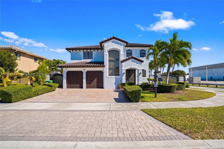 << Sellers are ready to relocate, MOTIVATED to sell>> Corner lot Home NO HOA. It features 4 Beds 2.5 baths, and a 2-car garage. Porcelain tile throughout home, new modern sleek kitchen cabinets and stainless steel appliances. A spacious primary room with high ceilings adding elegance, freshness, and walk-in closet. Bathroom with modern finishes and a European touch glass stand-up glass shower door. All the bathrooms have been remodeled. Impact windows and doors, CUSTOM zebra window treatments. 5 tons A/C unit approx. 2024. Garage has been divided as man's cave, office or room but it can be converted back. The second floor of home was built on a solid concrete structure. Centrally located, with great A+ Schools, many restaurants, easy access to expressways. Travertine-tiled throughout the entire backyard. Spacious outdoor kitchen perfect for entertaining. Room for a pool and also for boat lovers. All reasonable offers will be considerered.