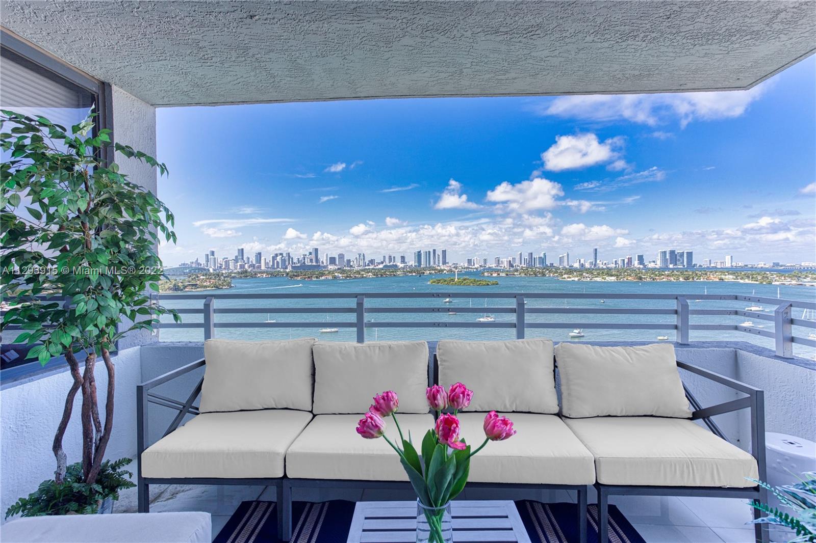 Enjoy spectacular views of Biscayne Bay and extraordinary sunsets from the large private balcony at The Waverly Condominium in South Beach. The apartment is designer decorated and completely furnished and has full size washer and dryer. The Waverly is a full service condominium with a heated pool and hot tub on Biscayne Bay, barbecues. tennis, putting green, outdoor dining areas, gym, 24 hour security, valet, concierge and 2 assigned garage spaces. The Waverly is conveniently located near Lincoln Road, restaurants, shops, markets and nightlife. High speed internet and cable are included. The Waverly is a dog friendly condominium.