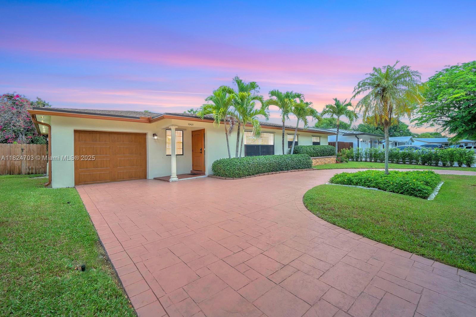 Located in the highly sought-after guardian estates section of Cooper City, this lovely 3 bed 2 bath home is situated on an gorgeous 7,497 sq ft lot. Enjoy light and bright living areas and a neutral color palette throughout. Open living and dining rooms plus family room off of the kitchen are perfect for entertaining. Spacious primary suite w en-suite cabana bath with double sinks. Large fully fenced spectacular backyard with an awesome covered patio and refreshing pool. Beautiful curb appeal with new front & garage doors, welcoming circular expanded driveway and 1 car garage accommodating multiple vehicles. Roof & AC 2019, solar water heater. All in a fabulous location with no HOA and zoned for desirable Cooper City schools with proximity to parks, recreation, shops & restaurants.