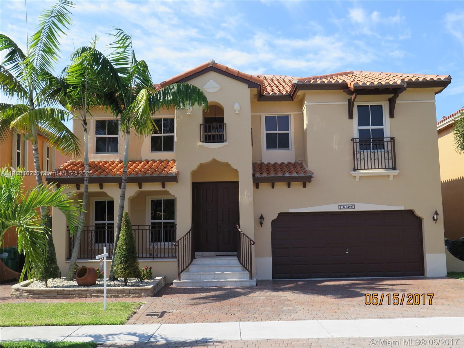 Experience this stunning and elegant residence in Venetian Isles. The first level highlights polished marble flooring, solid wood kitchen cabinetry, and stainless-steel appliances set against granite counters. Enjoy a spacious two-car garage with driveway, a terrace, and a sparkling pool . The large master suite provides two walk-in closets and its own private balcony. The master bath includes a separate shower and a soothing whirlpool tub. Inside, you’ll find sleek varnished stairs and soaring ceilings. The entire upstairs features ceramic tile flooring, with one bedroom conveniently located on the main floor. This gated community provides a clubhouse with another pool, a children’s play area, and a fitness center. 24-hour security and much more, this home is truly inviting. Owner-agent.