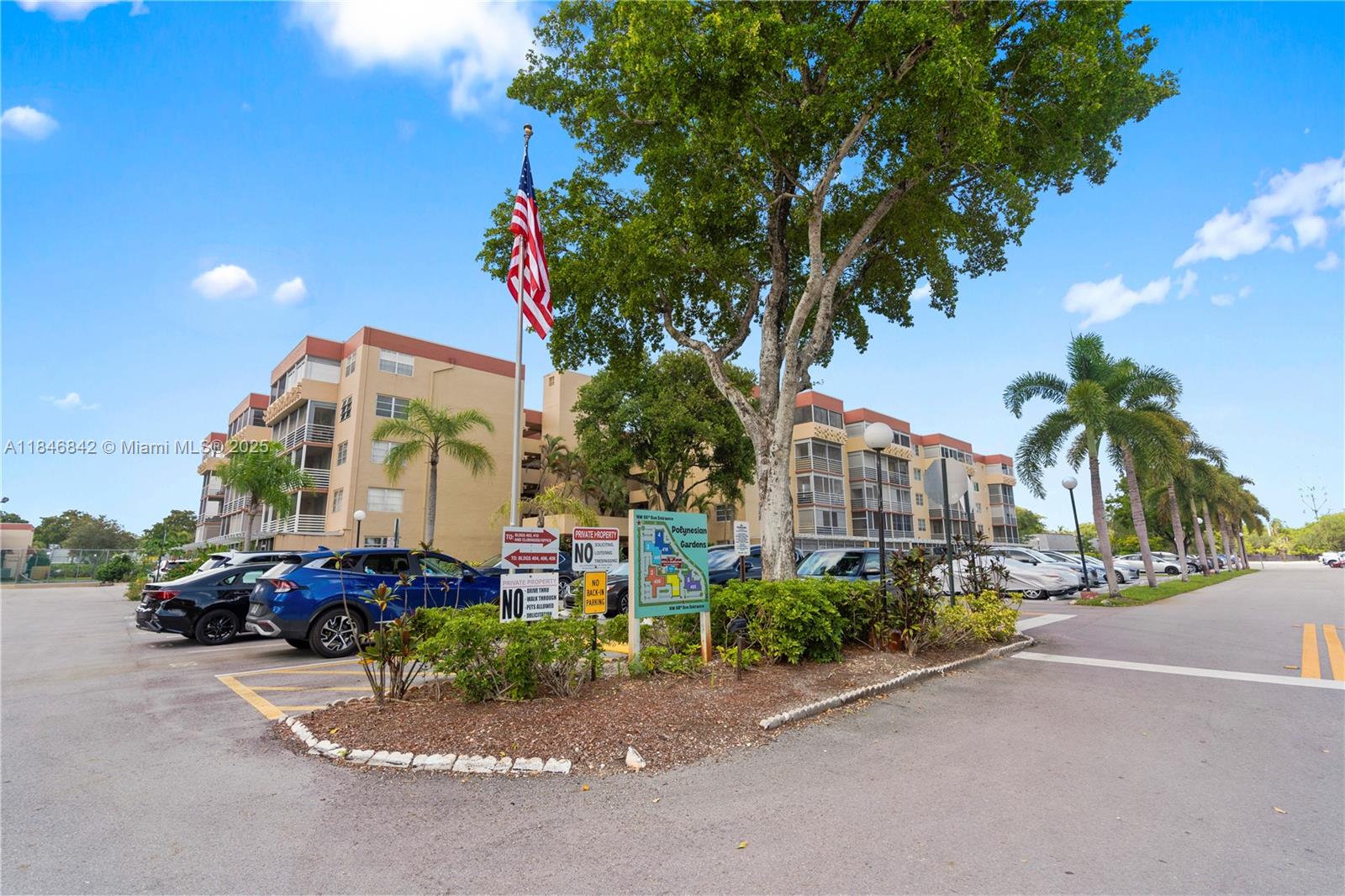 Investors & Homeowners! Rare opportunity to own a spacious 2 bed, 2 bath in elevator building at Polynesian Gardens — priced right and move-in ready. This bright 3rd-floor unit features tile floors throughout, fresh paint, and a screened balcony. Low HOA ($492/mo) includes reserves. Resort-style amenities: heated pool, tiki BBQ area, clubhouse, gym, sauna, tennis, security patrol, & more! Pet-friendly (w/ board approval). 1 assigned parking + storage. Laundry on each floor. Assoc requires 650+ credit. Can rent after 1 year!