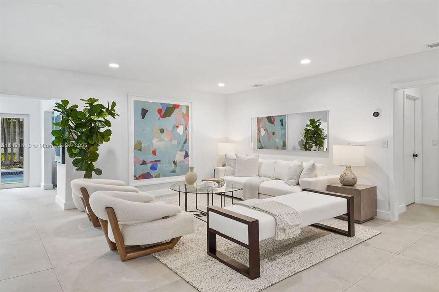 Beautiful, renovated home in best location in Coral Gables. Open concept living areas with excellent distribution of 4 bedrooms with 4 "en suite" baths plus guest powder room for your guests.  Elegantly appointed kitchen w/ smart appliances, Italian YAMINI kitchen and quartz countertop island.  Four sets of french doors overlooking the pool provide a light, bright home and all flooring is seamless 40” tiles, very easy to maintain. New hurricane Windows with double front door, new landscaping with mature royal palms.  New A/C units, SMART House, 2 Car Garage.  Must see family home with best schools and 1 block to Riveria Country Club and close to Biltmore.  Walk to Baptist Hosptial and UM. Great family home or investment. Available immediately. May be larger than tax records.