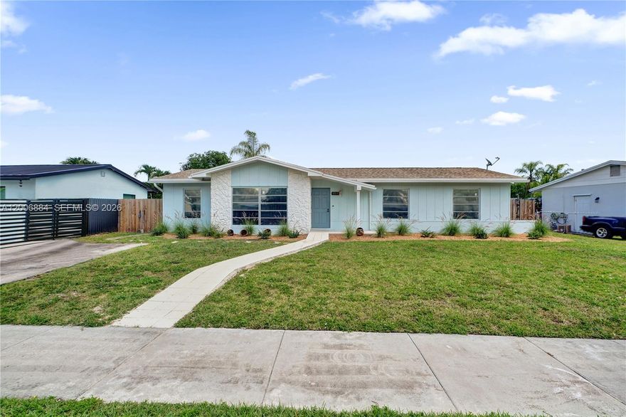 Welcome to this exceptional single-story pool home, perfectly situated in a private, no-HOA neighborhood near top-rated schools. Offering 3 bedrooms and 2 bathrooms, this residence combines comfort, functionality, and desirable location. Set on a generous 7,500+ sq ft fully fenced lot, the property provides ample outdoor space ideal for entertaining, relaxing, or enjoying the Florida lifestyle. The sparkling pool enhances the home’s appeal, creating a true backyard retreat. Inside, you’ll find a well-designed layout complemented by a versatile room that can easily serve as a fourth bedroom, home office, or guest suite—offering flexibility to suit a variety of needs. This is a rare opportunity to own a home to make your own and improve with no HOA restrictions in a sought-after area. All tiled, gas stove and water heater , new electric Panel, roof 2013 . Home priced according to needed improvements and updates