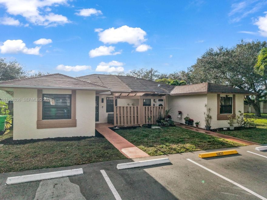 Beautiful 3-bedroom, 2-bath attached home featuring elegant porcelain tile flooring throughout. Enjoy a fully renovated kitchen with brand-new stainless steel appliances, plus a full-size front-loading washer and dryer. The home is equipped with roll-up blinds on every window and high-impact glass windows and doors for added safety, efficiency, and peace of mind.

Located in a prime area with quick access to I-595, I-75, and the Sawgrass Expressway, this home makes commuting simple. You’re also just minutes from Sawgrass Mills Mall, offering endless shopping, dining, and entertainment options.

This property is an excellent choice for first-time homeowners or anyone seeking a warm and inviting winter retreat. The community offers low monthly HOA fees, and please note that the home cannot be rented during the first two years of ownership.