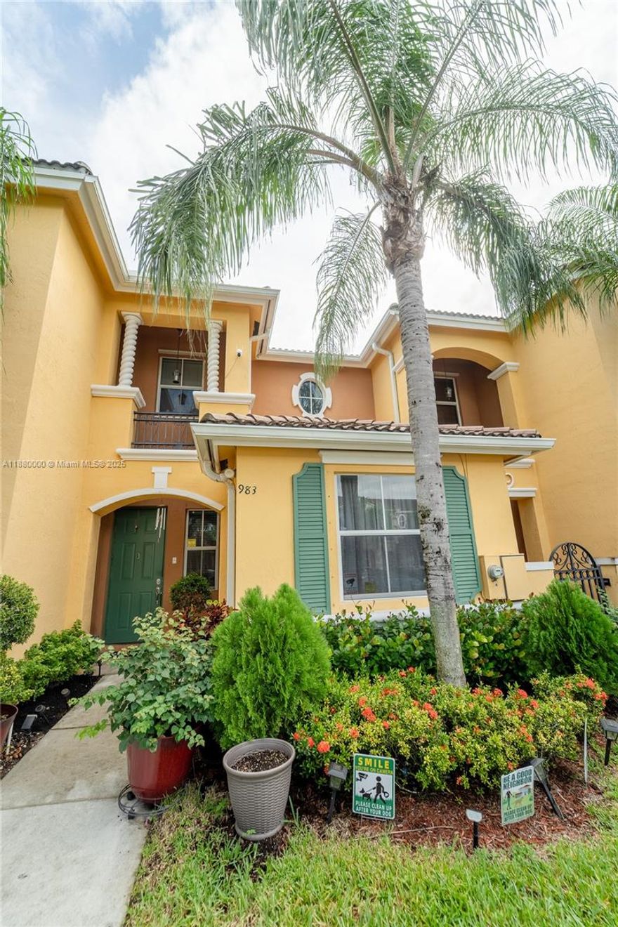 Welcome to this well-kept 3-bed, 3-bath townhome in the desirable gated community of Marbella Bay at Waterstone. This spacious layout includes 1 bed & 1 bath on the first floor, perfect for guests or office space. The kitchen features stainless steel appliances. Enjoy a private fenced patio with storage, ideal for relaxing or entertaining. Community amenities include clubhouse, pool, gym & playground. Conveniently located near Baptist Homestead Hospital, shopping & dining. Call gate at intercom #00241 for access. Owner-occupied, 24-hr notice required for showings. Don’t miss this opportunity to make this beautiful townhome yours!