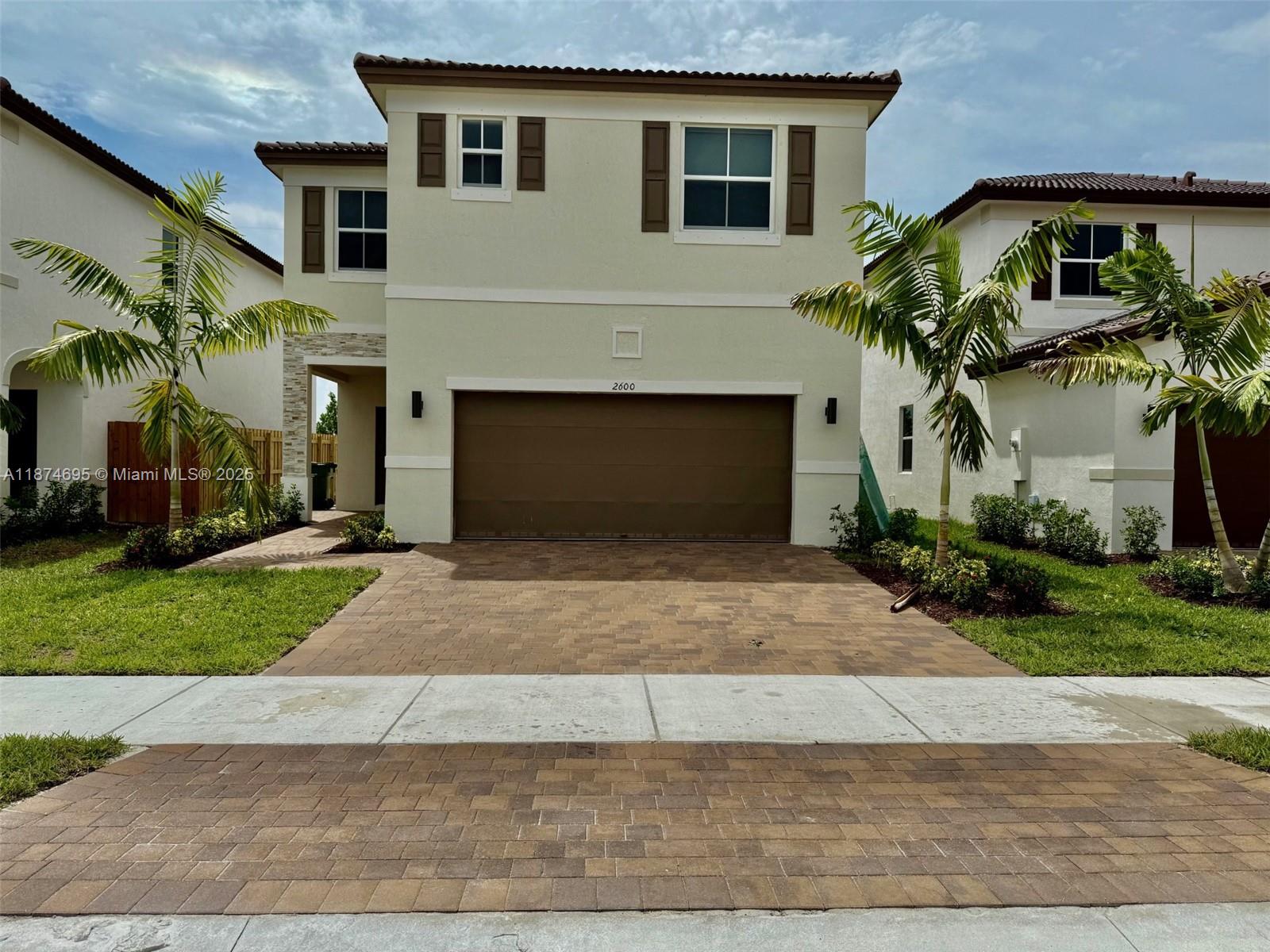 Brand new construction at Madeira-Altamira in Homestead, Miami. 2-Story Single Family Home in front of canal, fence (in progress) HUGE pavers-grass private patio, 2 parking garage plus 2 on driveway. Formal Living-Dining combination, open kitchen with stainless steel appliances, 4 bedroom on the second floor with 2 full bath. Modern and full capacity washer and dryer. All windows with modern blinds and accordion shutter (in progress), more details: lamps, bath accessories, garage w/ engine, floor and storage ready. Excellent location, close to School, Florida Turnpike Exit 2, Restaurants, Hospital, Amazon Distribution Center, Homestead Air Base. Association approval takes 30 days. Pet is allowed -20 pound w/conditions. Tenants will pay it own water and electricity. Internet include in HOA.