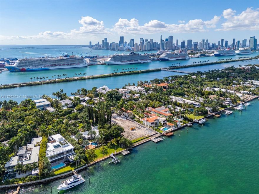 Perfectly nestled in the estates of Palm Island, a Mediterranean marvel with over 15K total SF of living space has been masterfully restored. Maintaining original architectural features, the estate boasts modern, state-of-the-art amenities + technology. Sprawling over 30K SF of lush grounds with exotic trees, fountains and 100’ unobstructed waterfront, multiple scenic outdoor lounging+entertaining areas abound,including a rooftop and private deck over the water. The mansion offers 6beds 7/2bths, office, insolated movie theater, grand saloon, formal dining, cognac rm & art gallery. Chef's kitchen features 3 Wolf gas ranges+Subzero appl, enormous island, family room and 2nd dining. The guest villa has a Turkish hammam/sauna, jacuzzi,massage+gym. 2nd fl 3/2.5 living/dining/kitchen 2 elevators