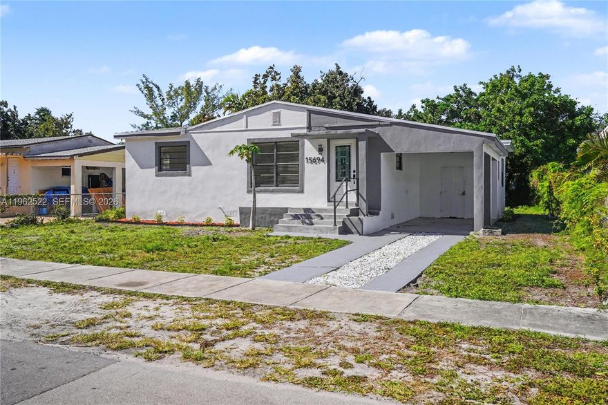 Welcome to this charming, fully renovated 3BR/2BA home in North Miami Beach. Bright, modern, and move-in ready with an easy flow for everyday living and entertaining. Updates include new flooring throughout, new doors/trim, updated baths, and an open kitchen with new cabinetry, countertops & stainless appliances, plus fresh interior/exterior paint and updated lighting. Major improvements: NEW ROOF 2026, A/C 2021, and main plumbing line replaced 2019. Approx 988 SF living area (per records) on a 6,300 SF lot. Outdoor space is open for customization, optional professional landscaping available upon request. Convenient to I-95 & US-1, shopping/dining, Aventura Mall, Bal Harbour Shops, parks and beaches. Some photos have been virtually rendered.