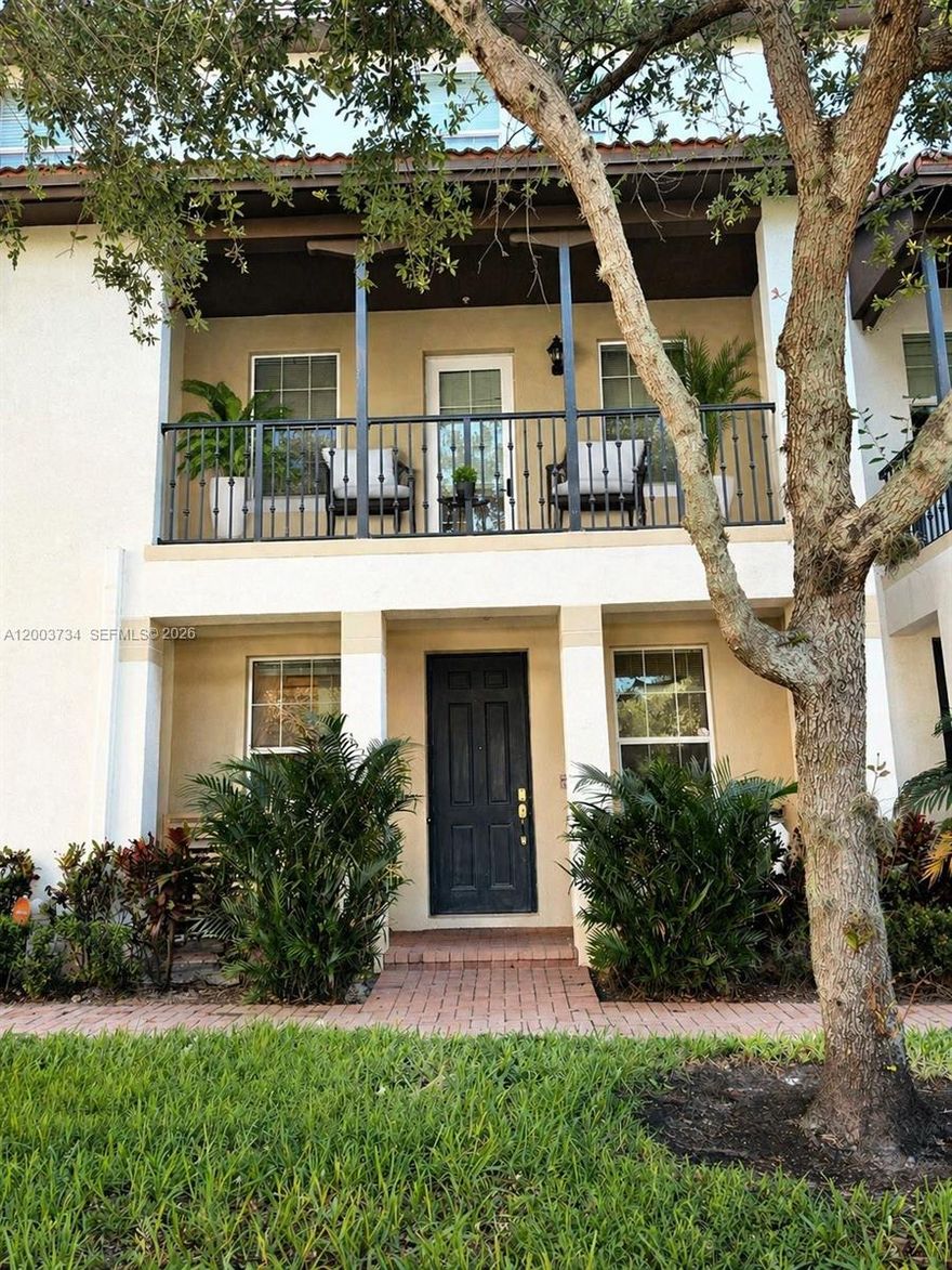 Welcome to your beautifully updated home featuring a spacious primary suite, a junior primary suite, and two additional half baths. The home showcases a modern kitchen, upgraded bathrooms, and stylish new flooring throughout. Enjoy a 2-car garage with a driveway accommodating two additional vehicles. This home offers peace of mind with impact windows and doors, LED lighting throughout, a whole-house water filtration system, and a new water heater. The downstairs includes a versatile loft-style room with its own half bath—offering the potential for a third bedroom on the ground floor.
Step outside your front door to a children’s park, and just steps away, enjoy scenic walks along the community path surrounding the lake. Residents enjoy a gated community with a clubhouse, fitness center, and resort-style pool, all in a prime location near highways, dining, and shopping.