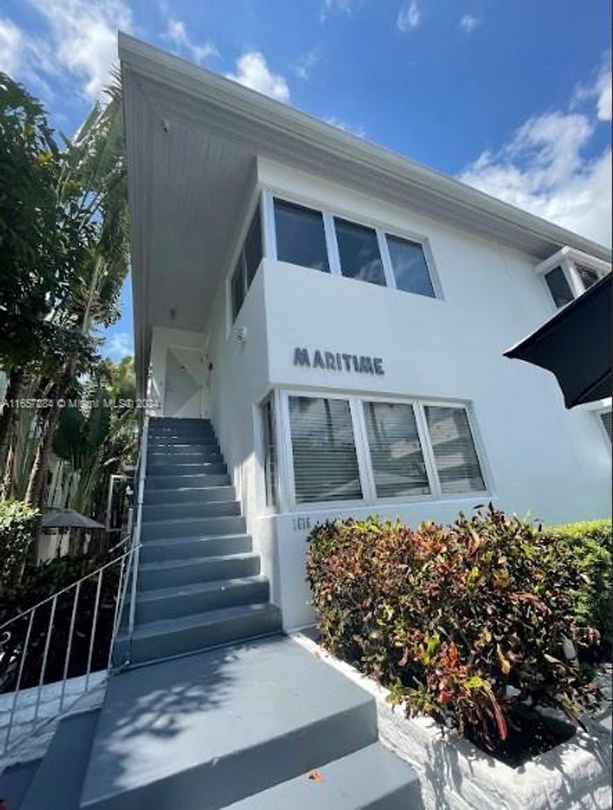 Charming and very unique 14-Cabana style studio featuring an outdoor deck, wood floors, impact windows, central AC, custom surround sound kitchen exhaust and 2 closets with built-in shelves at the MARITIME CONDO. Glass shower bathroom, a large kitchen with dishwasher and gas range. Great Layout. 1/2 block from Lincoln Road on a dead end street with very limited car traffic and convenient adjacent parking. Can be rented twice a year. Pedestrian's dream location just steps to the beach, countless restaurants, shops, nightlife, parks, gyms, groceries, all that encompasses the South Beach lifestyle.