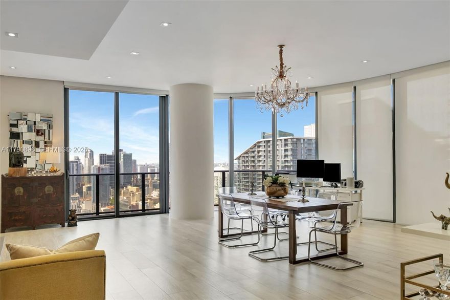 Sleek and sophisticated, this one-of-a-kind 45th floor penthouse in the heart of Brickell offers sweeping panoramic views and elevated living. Designed for comfort and entertaining, the open layout features a contemporary kitchen that flows into spacious living and dining areas. Three bedrooms with ensuite baths, a stylish powder room, and a large laundry room with extra storage complete the interior. Two private parking spaces included. Enjoy premier amenities at Brickell Heights, including a rooftop pool, state-of-the-art fitness center, spa, and more, just steps from dining, shopping, and entertainment.