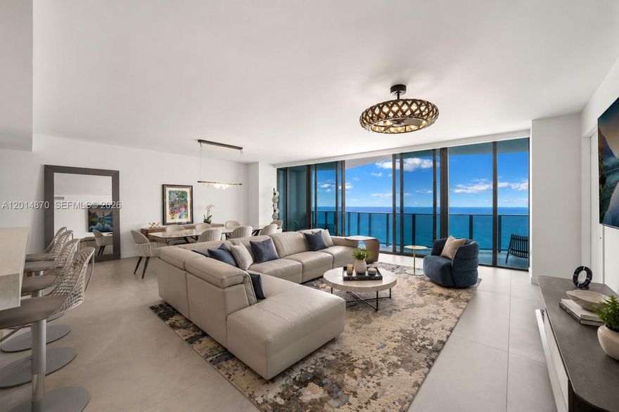 Casamar redefines luxury oceanfront living in Pompano Beach with this exceptional flow-through residence featuring expansive terraces on both the oceanfront and Intracoastal sides offering breathtaking sunrise and sunset views from every angle. Wrapped in floor-to-ceiling glass, the home seamlessly blends indoor and outdoor living while showcasing panoramic views of the Atlantic Ocean and Intracoastal Waterway. Designed with elevated finishes throughout, this residence features upgraded designer interiors, custom Italian cabinetry, Wolf & Sub-Zero appliances, a gas cooktop, and premium smart-home integration with the Lutron package. Included are two parking spaces, 1 garage and 1 valet, with a private storage unit, creating a seamless luxury living experience.
Residents at Casamar enjoy a lifestyle centered around ease, privacy, and understated luxury. The building’s thoughtful design and full-service approach create a seamless day-to-day experience, from valet to beautifully curated wellness and social spaces. As a newly built oceanfront property, Casamar offers the comfort and sophistication of modern construction, refined amenities, and contemporary design all in a relaxed coastal setting that feels both elevated and effortless. Perfectly positioned just moments from fine dining, upscale shopping, Las Olas Boulevard, and major airports, this residence offers the very best of sophisticated South Florida coastal living.