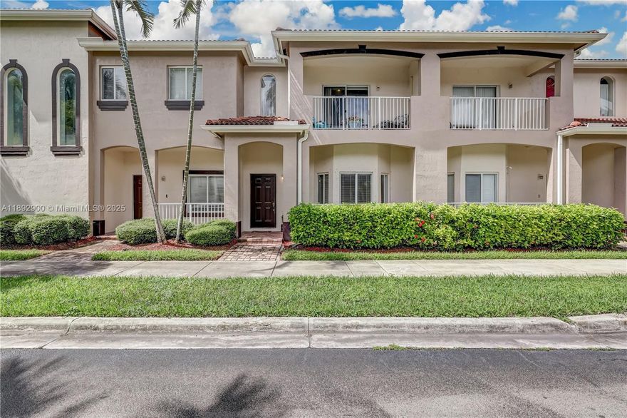 Welcome to this spacious two bedroom, two and half bathroom townhouse, located in a well maintained gated community. Each bedroom has its own bathroom and balcony. One car garage, two assigned parking.