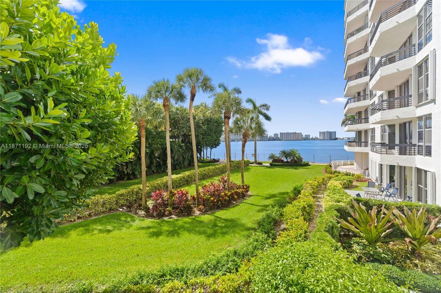 Wake up to stunning garden and Intracoastal views from this waterfront Aventura condo! This spacious one-bedroom, 1.5-bath residence is filled with natural light and features a large living room with serene water views, a primary suite with ensuite bath, dual vanity, and walk-in closet, plus a semi-open kitchen with breakfast nook and balcony access. Added conveniences include in-unit washer/dryer and a powder room for guests. Enjoy resort-style amenities: tennis, pickleball, basketball, lush gardens, full-service marina, market, coffee shop, and on-site dining. Covered parking included. Prime location just minutes from Aventura Mall, pristine beaches, houses of worship, and major airports. A perfect blend of comfort, luxury, and lifestyle in the heart of Aventura!