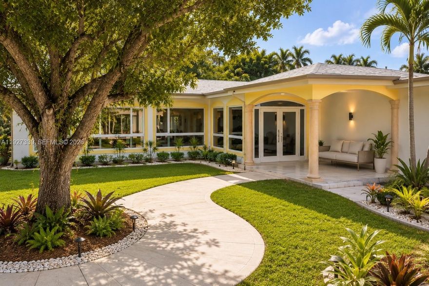 Discover this exceptional 5-bedroom, 5-bath estate located in highly desirable South Dade. Set on a beautifully maintained lot, this residence offers impact windows and doors, electric garage doors, and comprehensive security with an electric perimeter fence, automatic gate, and full aluminum fencing around the property. Enjoy added peace of mind with 3 new A/C units, 2 septic tanks, a full sprinkler system, and a whole-home water filtration system.


The outdoor spaces are truly impressive, featuring a covered terrace, electric front-porch shades, abundant yard space ideal for entertaining, and more than 23 mature fruit trees. A separate guest house provides flexible living options and includes its own office, making it perfect for work, visitors, or extended stays.