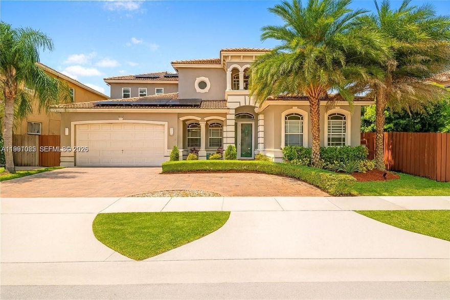 Beautifully renovated Cantamar home in Cutler Bay! This inviting property showcases stylish upgrades and premium finishes. The open-concept living space is ideal for gatherings, with a modern kitchen featuring high-end appliances, custom cabinetry, and sleek countertops. The master suite offers a tranquil escape with a redesigned bathroom and walk-in closet. The large backyard is perfect for outdoor entertaining and has space for a pool. The second floor includes impact windows for added peace of mind. Buyers can opt to assume the solar panel loan, enhancing energy efficiency. This home is a rare find, blending comfort and sophistication in a desirable location. Don't miss out!