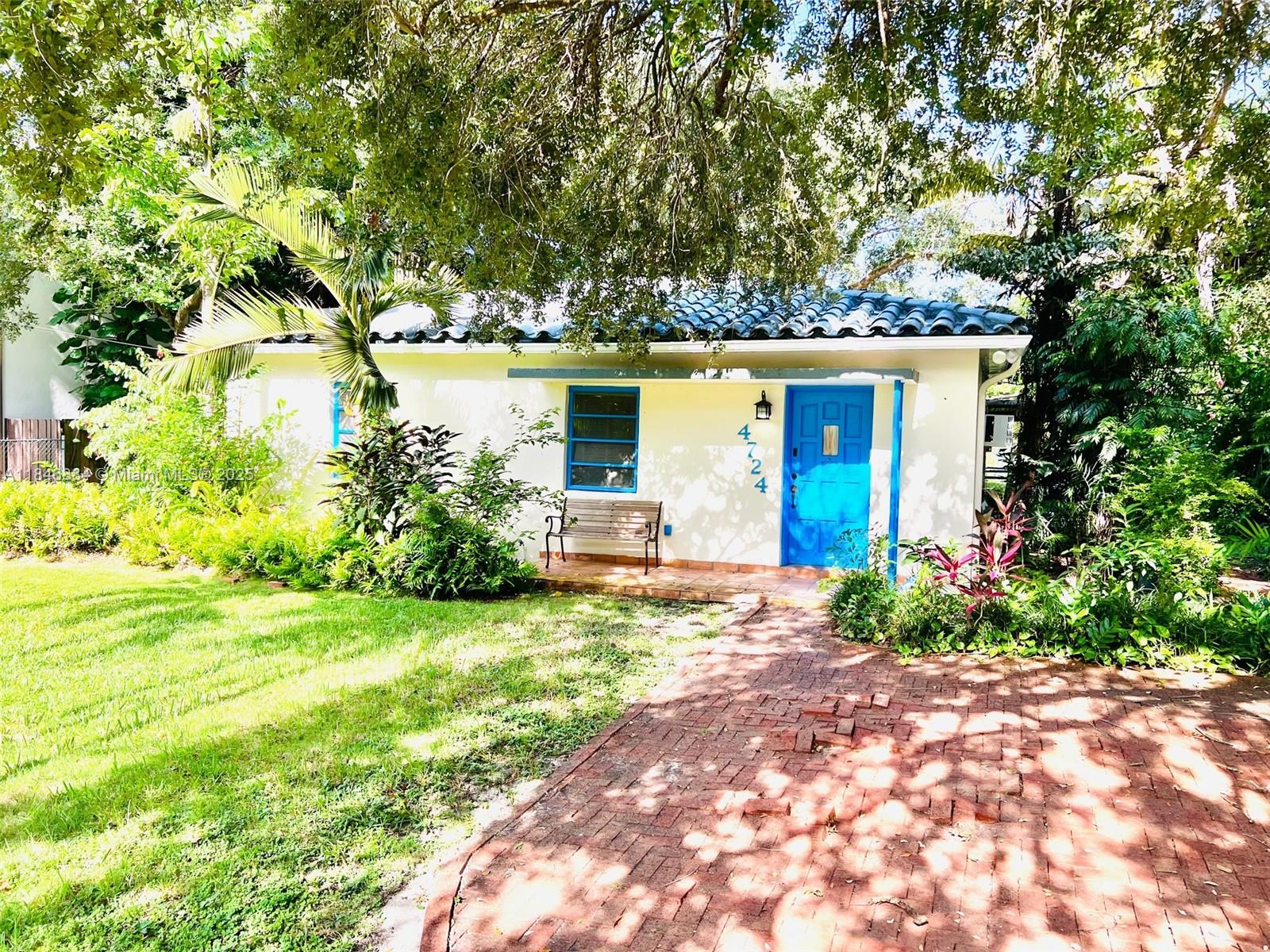 Nestled among oak trees and Bromeliads on a quiet street just off Blue Road in South Miami, sits this charming and well maintained mid-century home, large lot with screened in patio. Tile floors throughout and an updated bathroom. A+ schools nearby. Also comes with large detached shed. Lawn maintenance included in rent and Pet friendly. Call LA for showings. Available on Sept 1, 2025