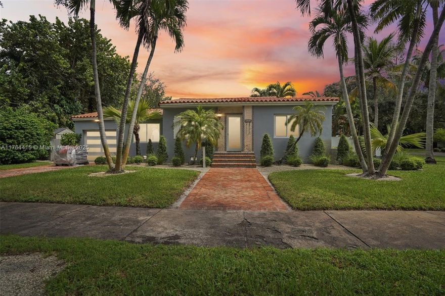 Best value per square feet in Miami Shores. Step into a charming Mediterranean-inspired gem nestled in the heart of Miami Shores! Featuring three bedrooms and two stylish bathrooms. Versatile den that can be a guest bedroom or your office. This home is the perfect starter haven in this charming neighborhood. Thoughtfully renovated, it boasts hurricane-proof windows for peace of mind. Get ready to entertain with a stunning pool and an inviting backyard that will make your home the go-to spot for gatherings. Plus, the second bathroom conveniently opens to the pool area—ideal for summer fun! Situated on a generous corner lot within a peaceful cul-de-sac, you'll enjoy tranquility and charm all in one delightful package.