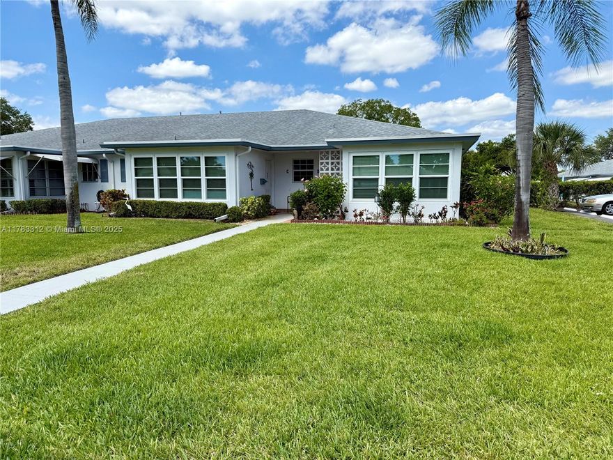 AMAZING 2 Bed 2 Bath corner villa located in the beautiful Hight Point of Delray just minutes away from Downtown Delray Beach. 4 years old A/C, 4 years old Water Heater, New Roof from 8 years old and completed in 2016-17. Super bright natural light to boast the vinyl flooring throughout the home from the living to bedroom, and the sunroom has full hurricane impact windows. Masterful deep Walk-in closet in guest bedroom and and extra Large size in Master Bedroom. Bathroom remodeled with ceramic tiles, new shower, wall upgrades and new replace toilet bowl. NEW Ceiling fans in both the living room and the Sunroom. Home has been professionally clean throughout. SELLER IS HIGHLY MOTIVATED. SEND ALL OFFERS.