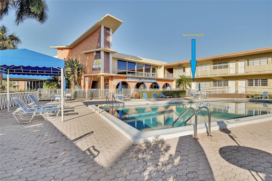 Great Location!! Beautiful fully furnished, first floor unit with kitchenette and den. Right across from Diplomat Mall Shopping Center (Winn Dixie, Starbucks, Panera, Ross, Office Max, restaurants, bank, etc.), walk half mile to beach, Fire Rescue Station 90 less than half a mile, bus stop nearby, 7 miles to FLL airport, 1.3 mile to Gulfstream Park Racing & Casino. Price includes electricity, water, sewer, parking and basic cable. Laundry facility on premises. Building has nice lobby, and heated pool.. Building has a scenic view on the back of the intracoastal marina and Hallandale Beach Skyline. Owner would consider renting shorter term than 1 year at different price depending on season. Fast association approval