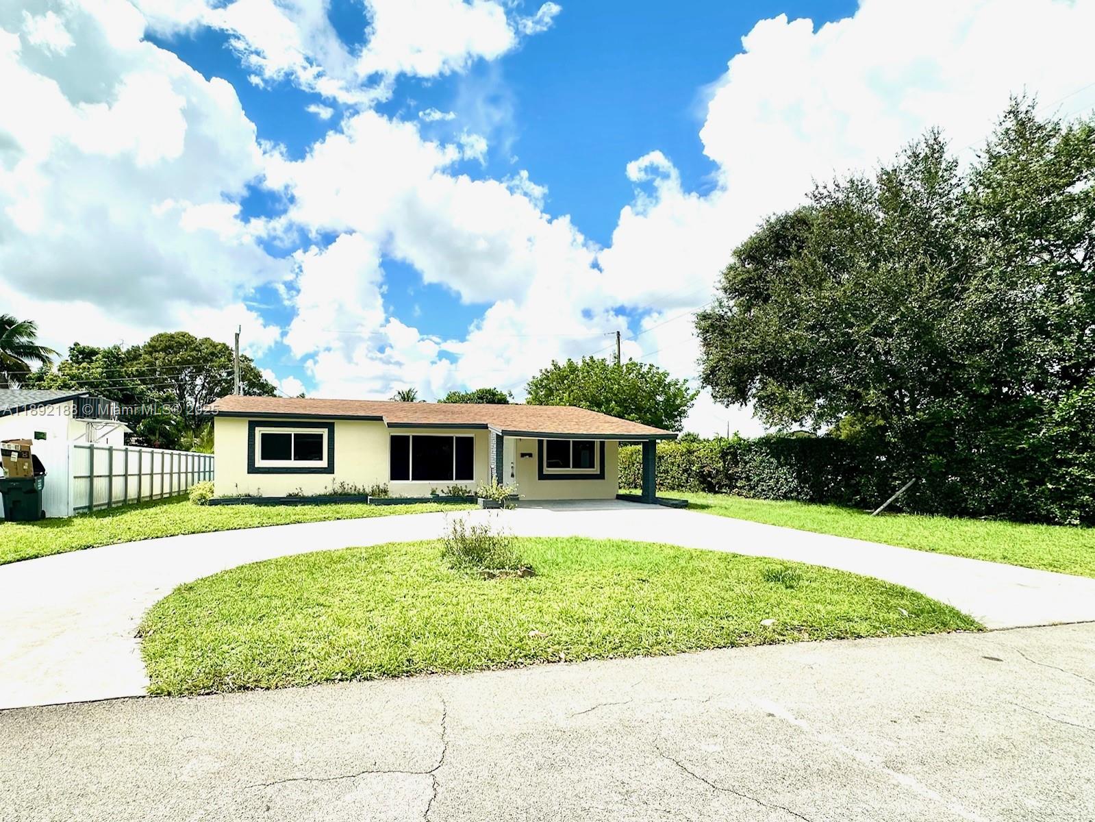 Fully Renovated and updated, 3Bedrooms, 2 Bathrooms, Family Room, Living Room, Large Laundry Room, Outside Storage Room. New Roof, New Impact Windows, New Kitchen Cabinets with Quartz Counter Tops, Renovated and Updated Bathrooms, New Floors Through, New Stainless Steel Refrigerador, Stove and Microwave.