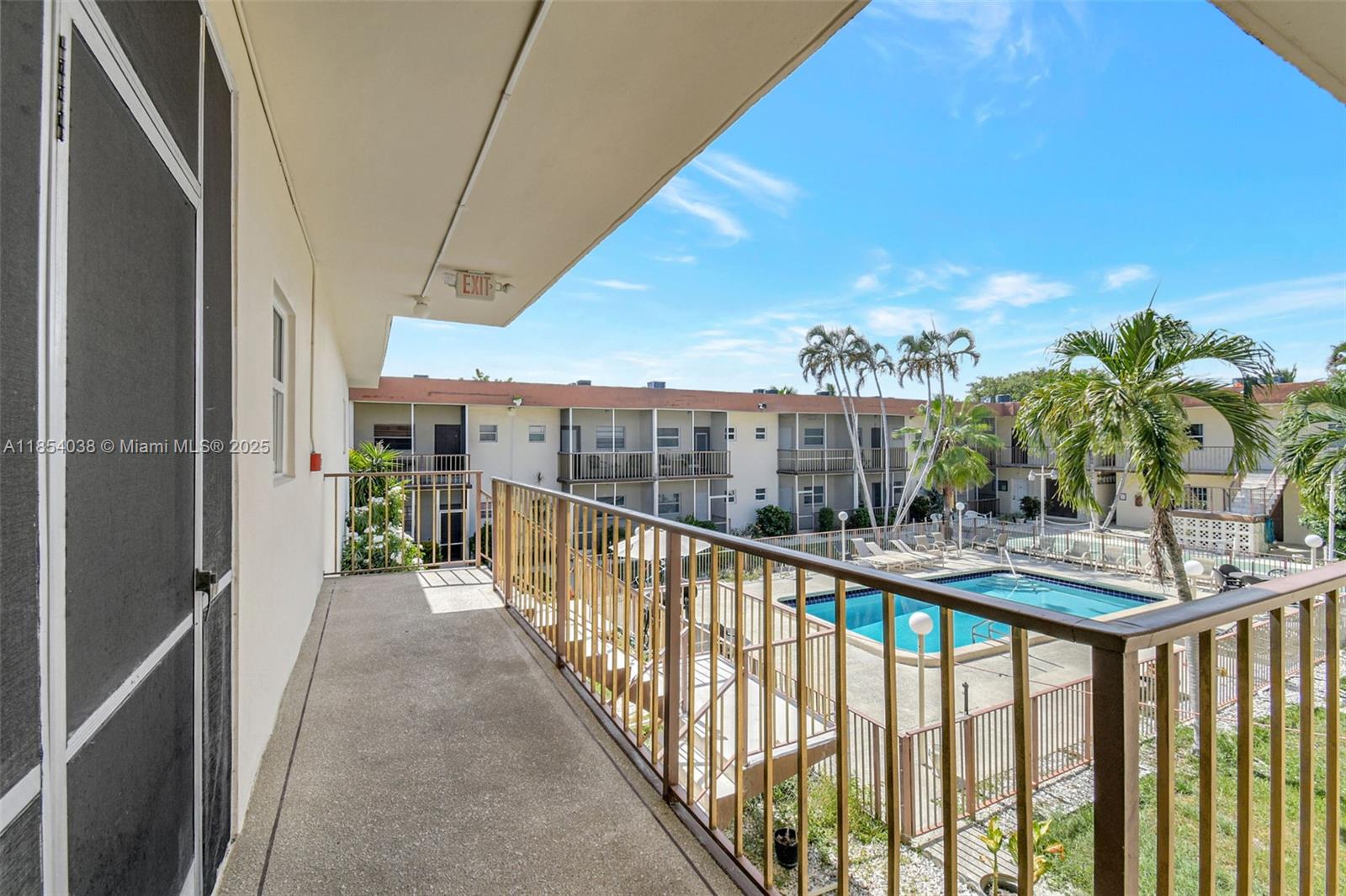 FURNISHED TURNKEY condo located on the 2ND floor in a great location in Hallandale Beach. The kitchen was updated a few years ago with new cabinets, appliances and countertops. This 2 bed/2 bath has impact windows throughout, ceramic tile flooring and an enclosed back patio area. Newer AC and water heater. The primary bedroom has it's own private bathroom and plenty of closet space. Parking spot is located right next the condo. Small building, only 2 stories and laundry room is on the second floor. Building has a pool in the middle courtyard area and you have access to it from your ground floor balcony, a sitting area, BBQs, shuffleboard, etc. Great location close to the beach, Gulfstream, Aventura mall, Ft Laud. Int. Airport, restaurants, shopping and more.